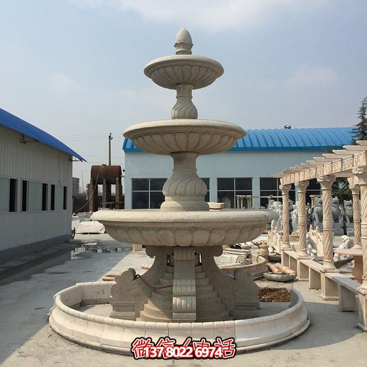 精美花崗巖石雕景觀噴泉，大型層流水花大理石雕塑
