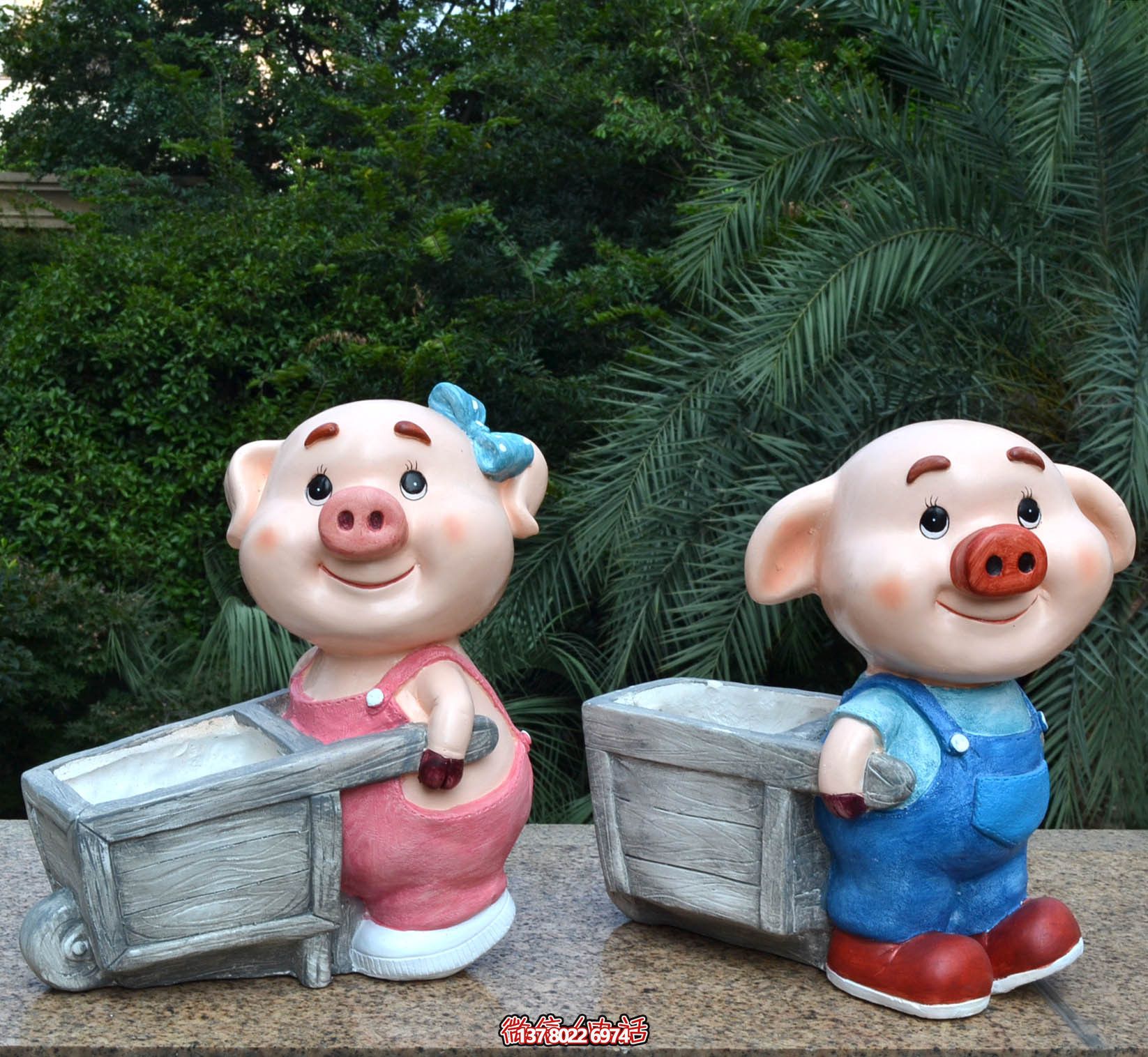 玻璃鋼彩繪雕塑拉車，美化公園景觀