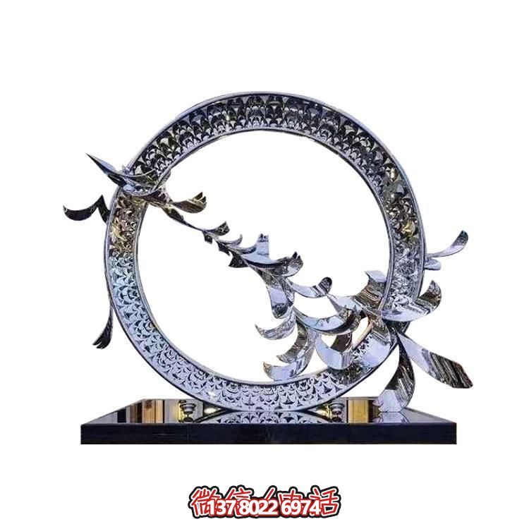 不銹鋼創(chuàng)意鴿子圓環(huán)擺件，裝點戶外園林景觀