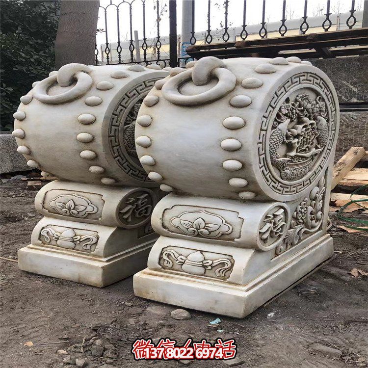 精美大理石石雕抱鼓雕塑，讓庭院門口煥然一新