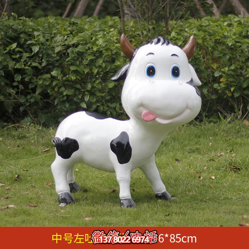 中號(hào)玻璃鋼雕塑牛，為草坪增添綠意