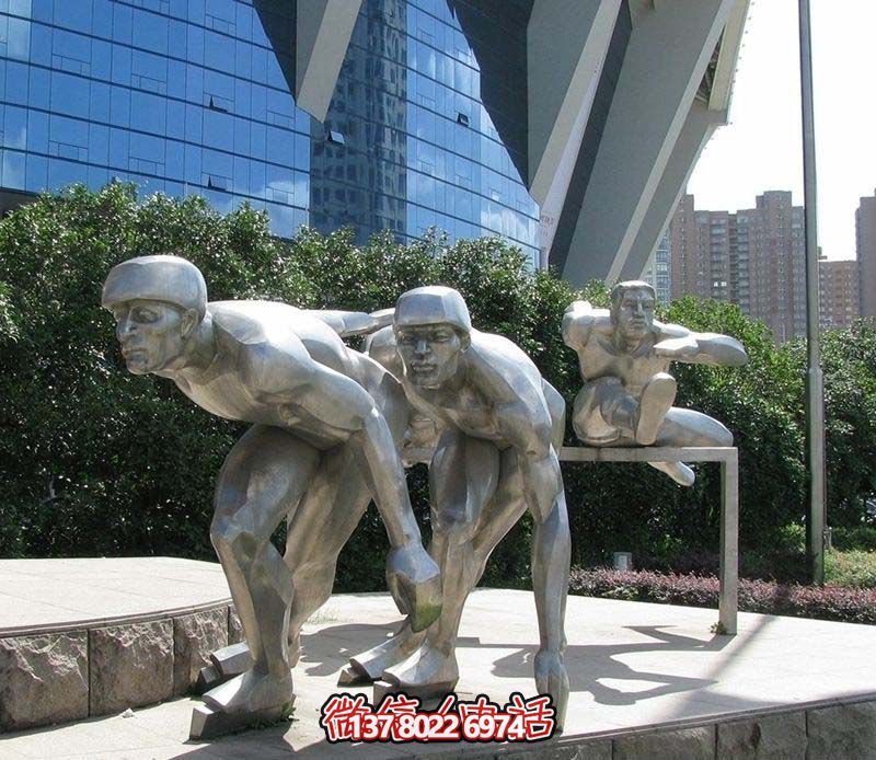 不銹鋼拋光跨欄運動主題雕塑 不銹鋼拋光跨欄運動主題雕塑