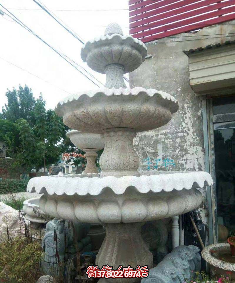 精美多層石雕景觀噴泉，打造完美公園