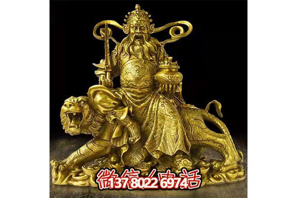 鎏金財神雕塑，招財進寶