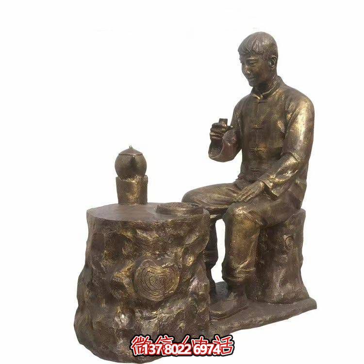 仿銅玻璃鋼人物小品雕塑，景觀戶外公園裝飾