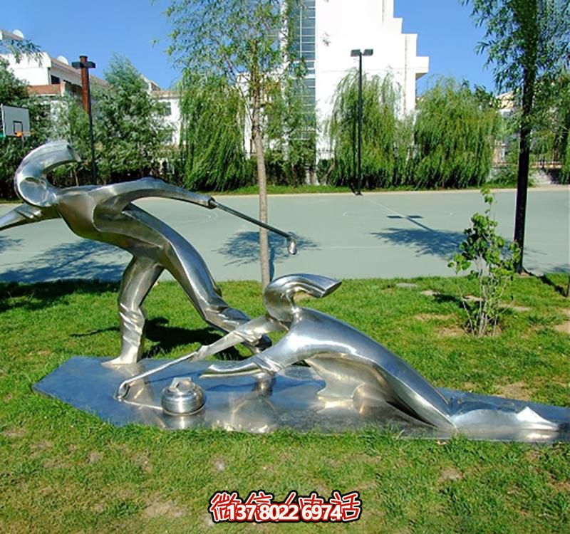 不銹鋼冰壺雕塑,點綴小區花園,創造休閑運動空間 不銹鋼冰壺雕塑,點綴小區花園,創造休閑運動空間