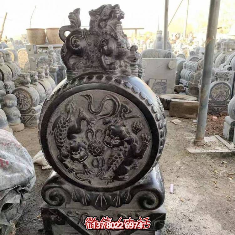 仿古青石石雕抱鼓雕塑，裝點庭院門口