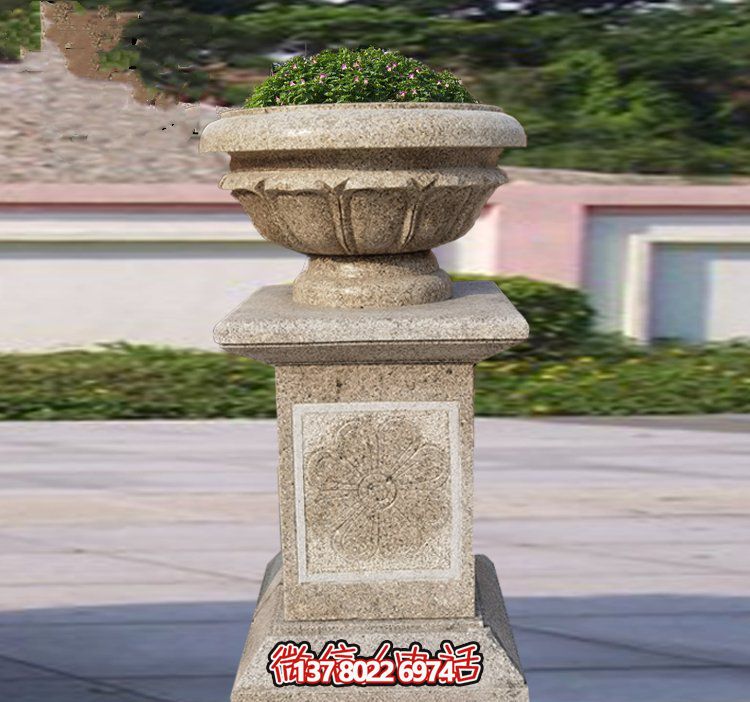 精美石雕花缽，添彰歐式庭院裝飾