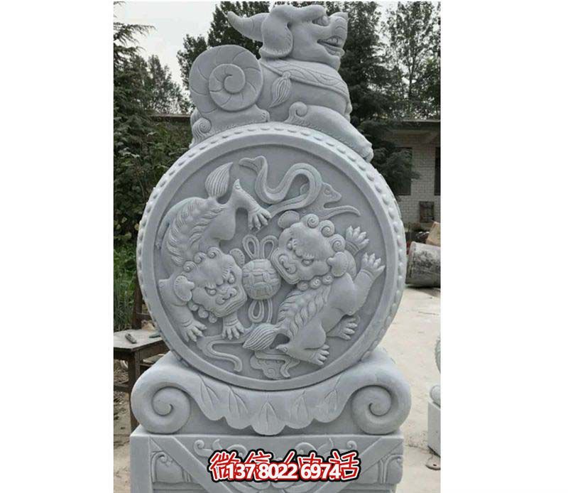 精美大理石抱鼓石雕塑，點綴園林景觀