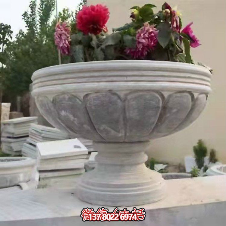 精美大理石石雕花缽，讓您的別墅、小區、戶外更加美觀