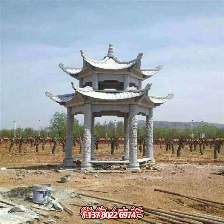 雙層雕塑涼亭，為景區、園林、戶外環境提供視覺美感