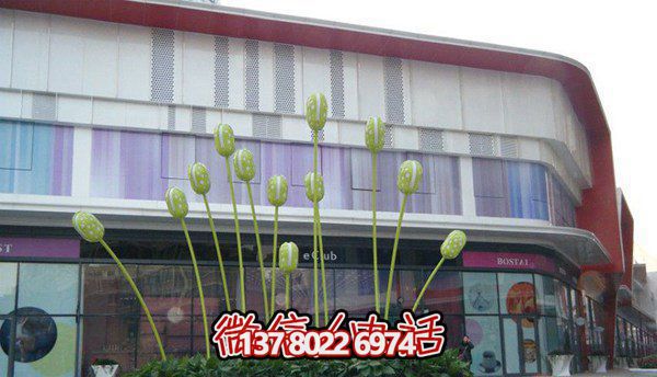 別墅小區入口處的創意不銹鋼雕塑花朵裝飾 別墅小區入口處的創意不銹鋼雕塑花朵裝飾