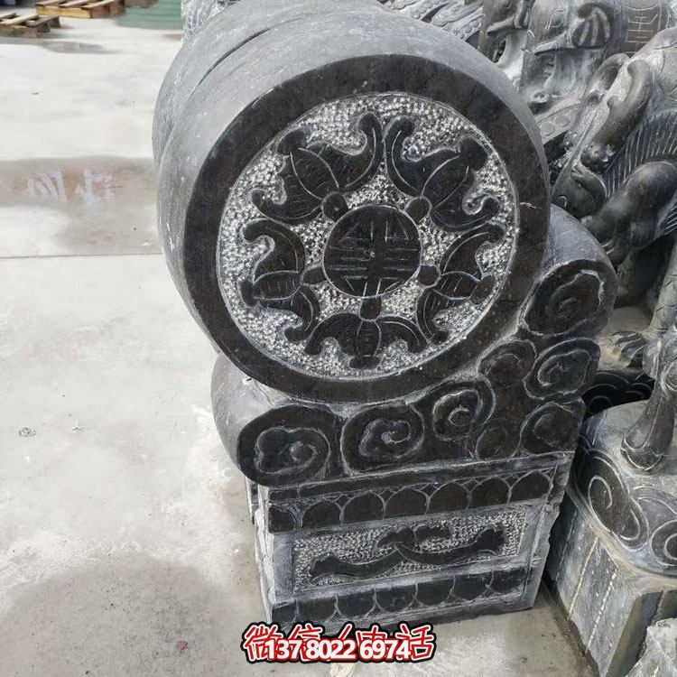 精美青石浮雕抱鼓石雕塑，點(diǎn)綴門口庭院