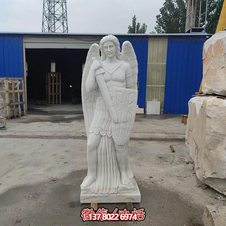 西方天使?jié)h白玉石雕創(chuàng)意雕塑