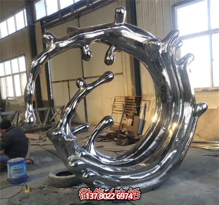 不銹鋼海浪雕塑，鏡面裝飾公園