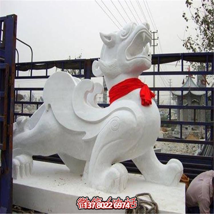 大理石石雕麒麟，古典庭院裝飾精美大型雕塑