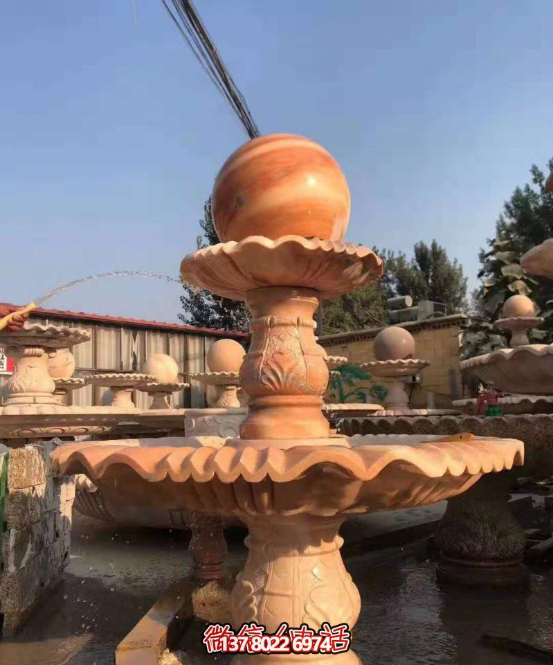 以紅色晚霞為藝術背景的風水雕塑景觀別墅