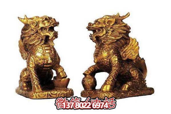 【不銹鋼鎏金麒麟雕塑——創(chuàng)意室內商廈裝飾】