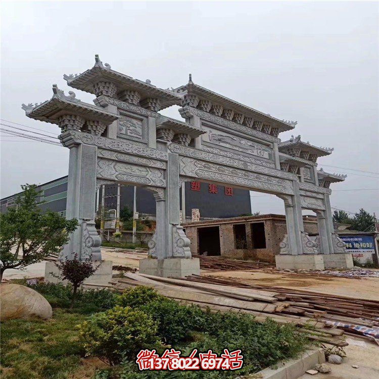 傳承遺韻，游走傳統(tǒng)景觀(guān)——大型中式門(mén)樓石雕牌坊