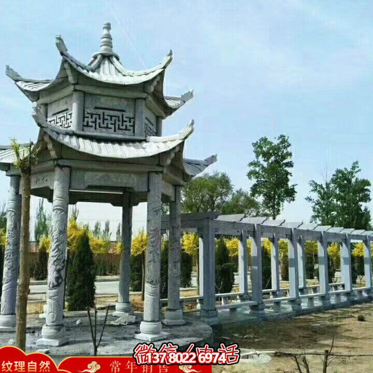 甄選優(yōu)質(zhì)大理石雙層涼亭，精美絕倫的雕塑美景