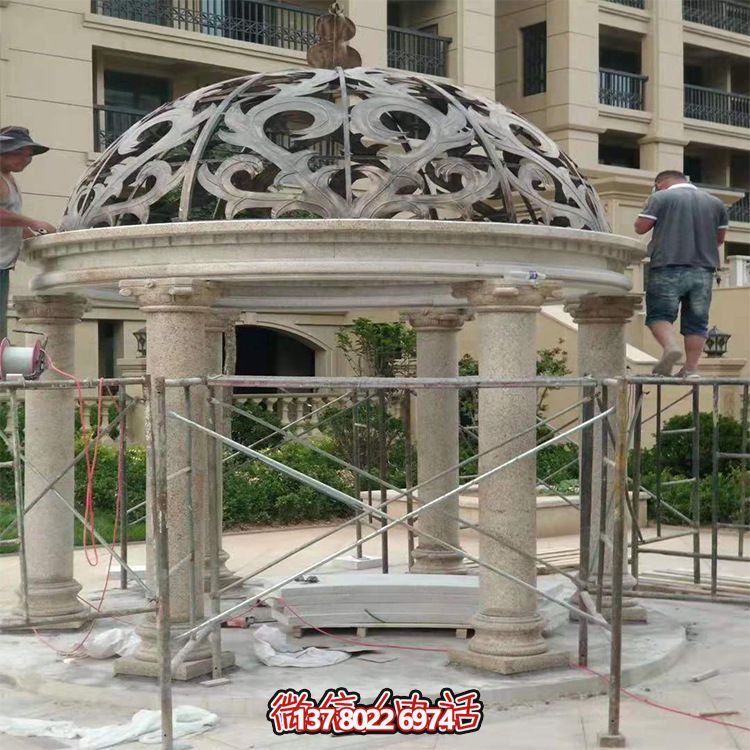 小區別墅戶外擺放花崗巖羅馬柱圓頂鐵藝鏤空涼亭裝飾擺件 小區別墅戶外擺放花崗巖羅馬柱圓頂鐵藝鏤空涼亭裝飾擺件