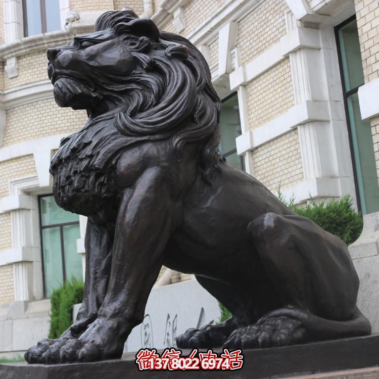 小區(qū)別墅門口大型不銹鋼仿銅園林景觀獅子