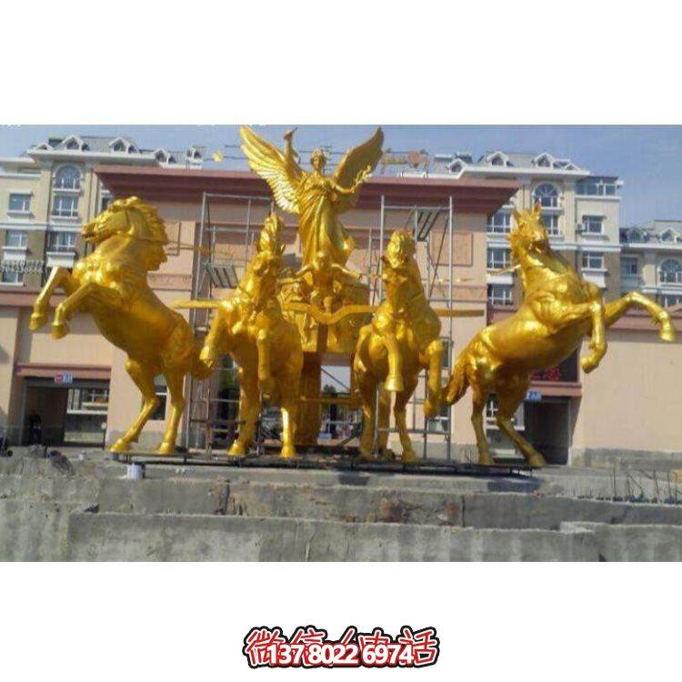 廣場(chǎng)園林玻璃鋼仿銅阿波羅戰(zhàn)馬景觀(guān)雕塑