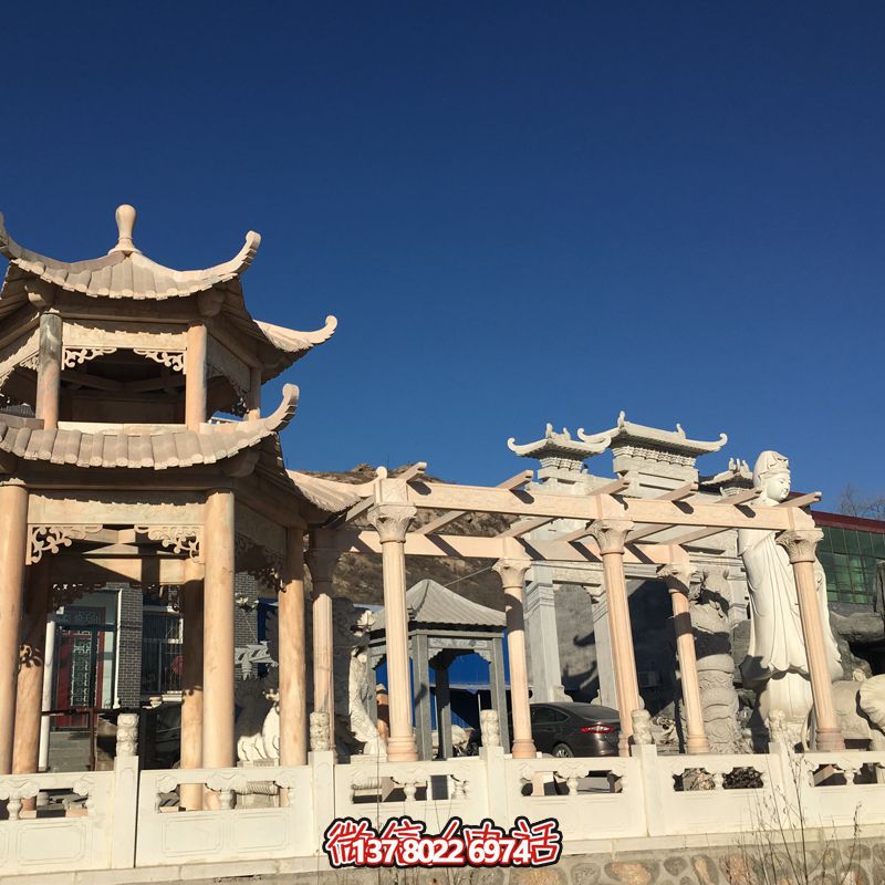 晚霞紅長(zhǎng)廊涼亭二層頂蓋花園廣場(chǎng)擺放雕塑 晚霞紅長(zhǎng)廊涼亭二層頂蓋花園廣場(chǎng)擺放雕塑