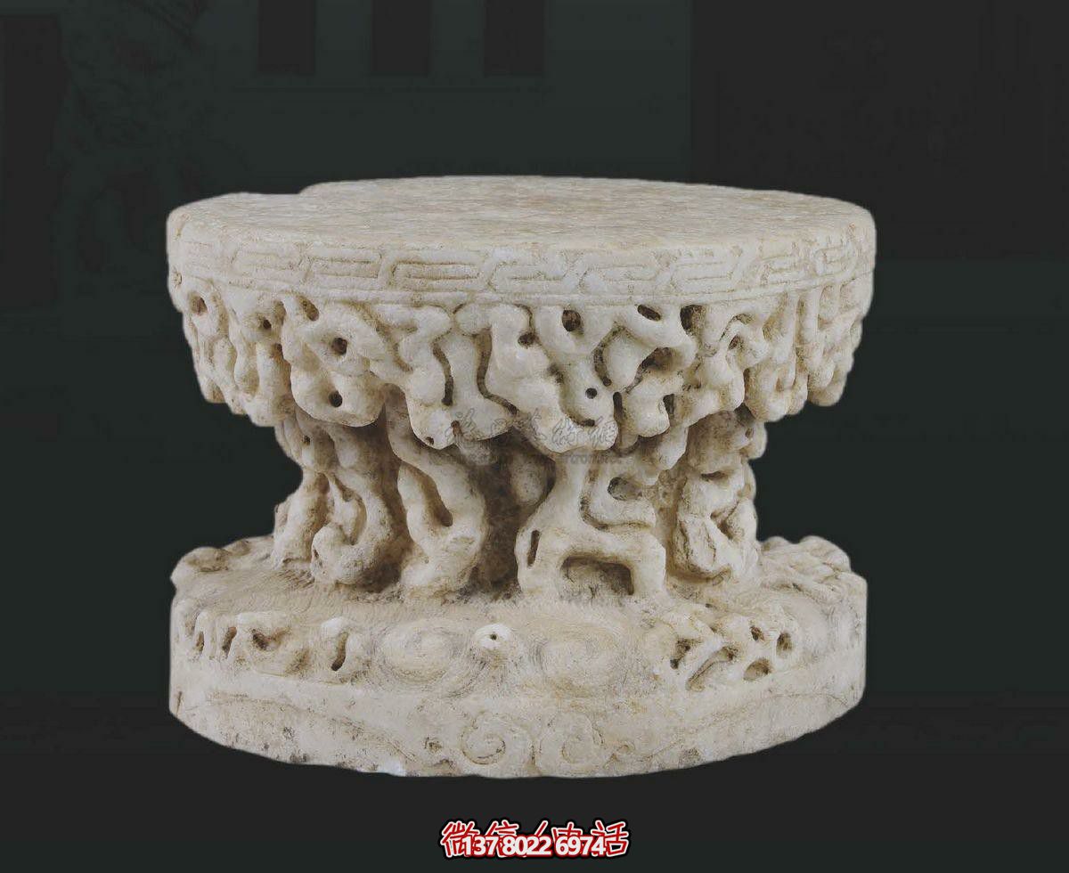 圓形漢白玉雕刻須彌座造型雕塑 圓形漢白玉雕刻須彌座造型雕塑