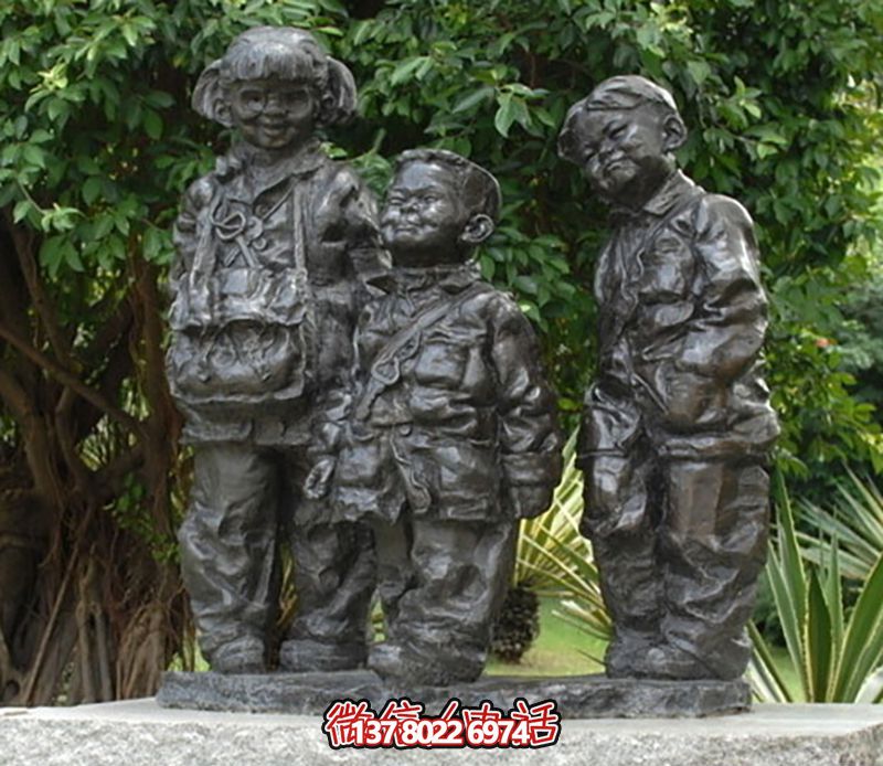 公園銅雕放學回家的兒童雕塑 公園銅雕放學回家的兒童雕塑