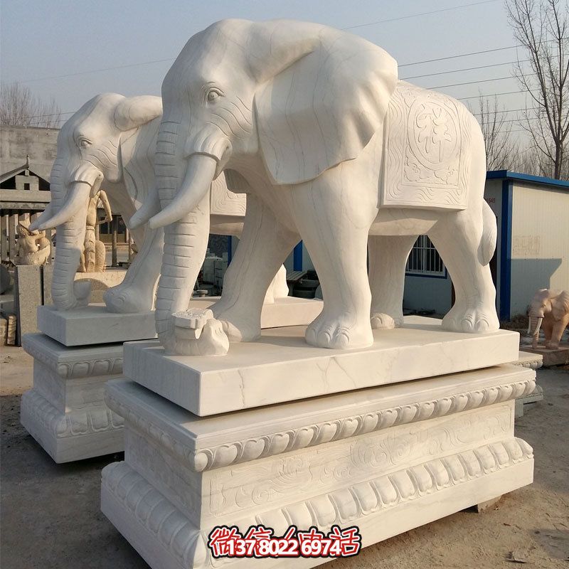 企業大型景觀漢白玉招財大象雕塑 企業大型景觀漢白玉招財大象雕塑