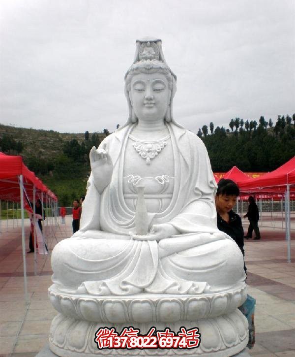 寺廟大型坐式漢白玉石雕觀音雕塑 寺廟大型坐式漢白玉石雕觀音雕塑
