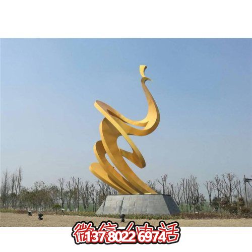 廣場(chǎng)戶外擺放大型不銹鋼抽象孔雀景觀雕塑