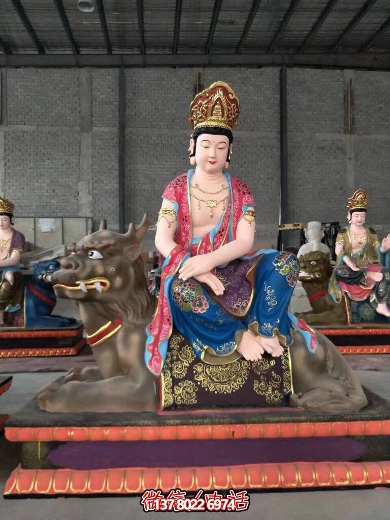景區(qū)玻璃鋼坐在神獸上的菩薩文殊普賢雕塑 景區(qū)玻璃鋼坐在神獸上的菩薩文殊普賢雕塑