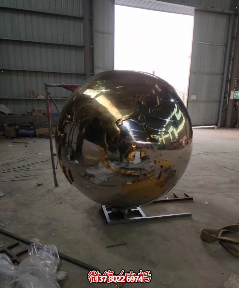 室內不銹鋼球鏡面地球儀雕塑 室內不銹鋼球鏡面地球儀雕塑