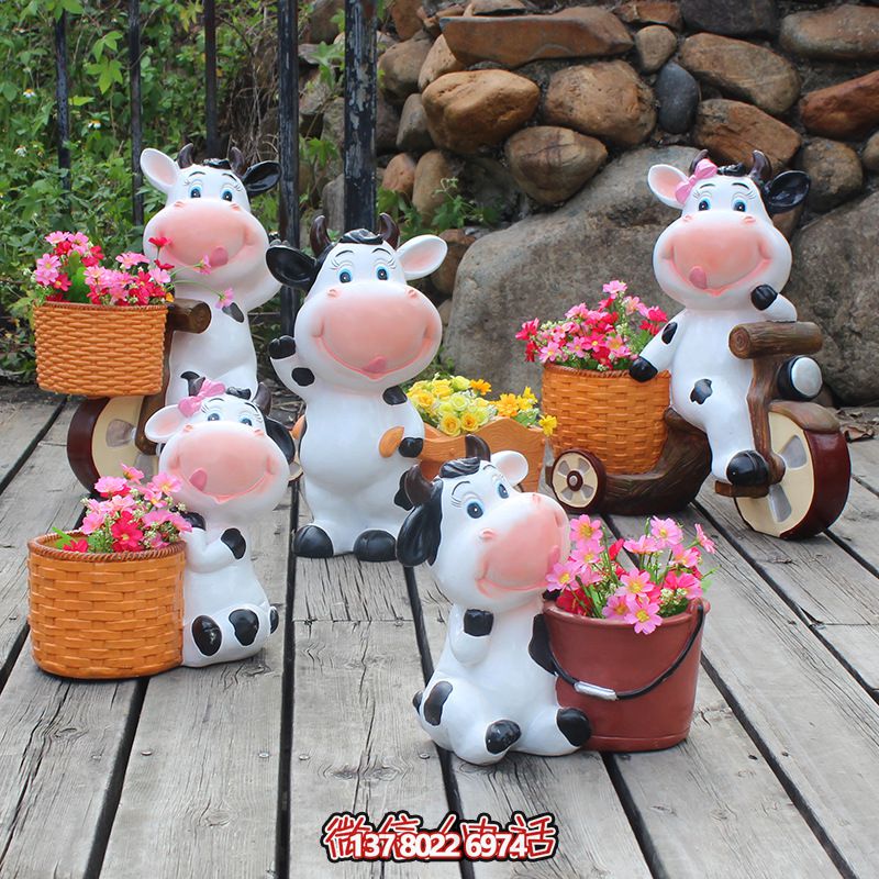 公園戶外樹脂彩繪卡通奶牛雕塑 公園戶外樹脂彩繪卡通奶牛雕塑