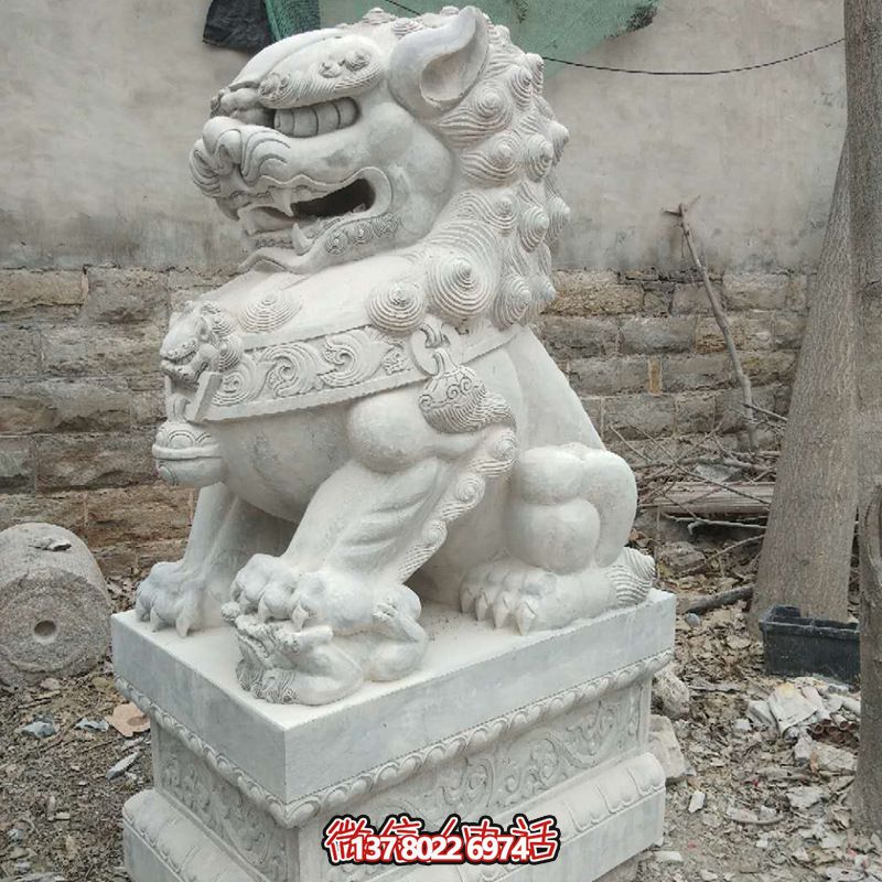 石雕大型仿真動(dòng)物漢白玉庭院別墅獅子雕塑