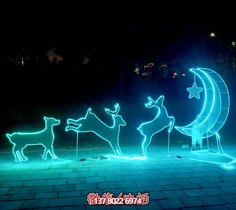 公園城市創意照明不銹鋼梅花鹿雕塑 公園城市創意照明不銹鋼梅花鹿雕塑